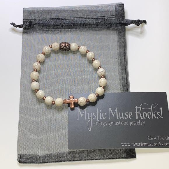 Howlite "Surrender, Let Go" Bracelet 7.25" - Picture 2 of 2